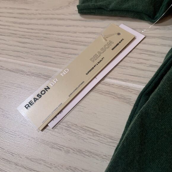 Reason Mens Small T-shirt Green Embroidered Back‎ Cotton Polyester - Picture 3 of 9